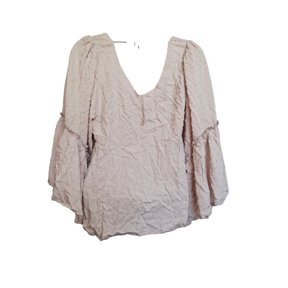 Maurices Beige Swiss Dot Bell Sleeve boho festival flowy Renaissance Blouse XS - Picture 4 of 4